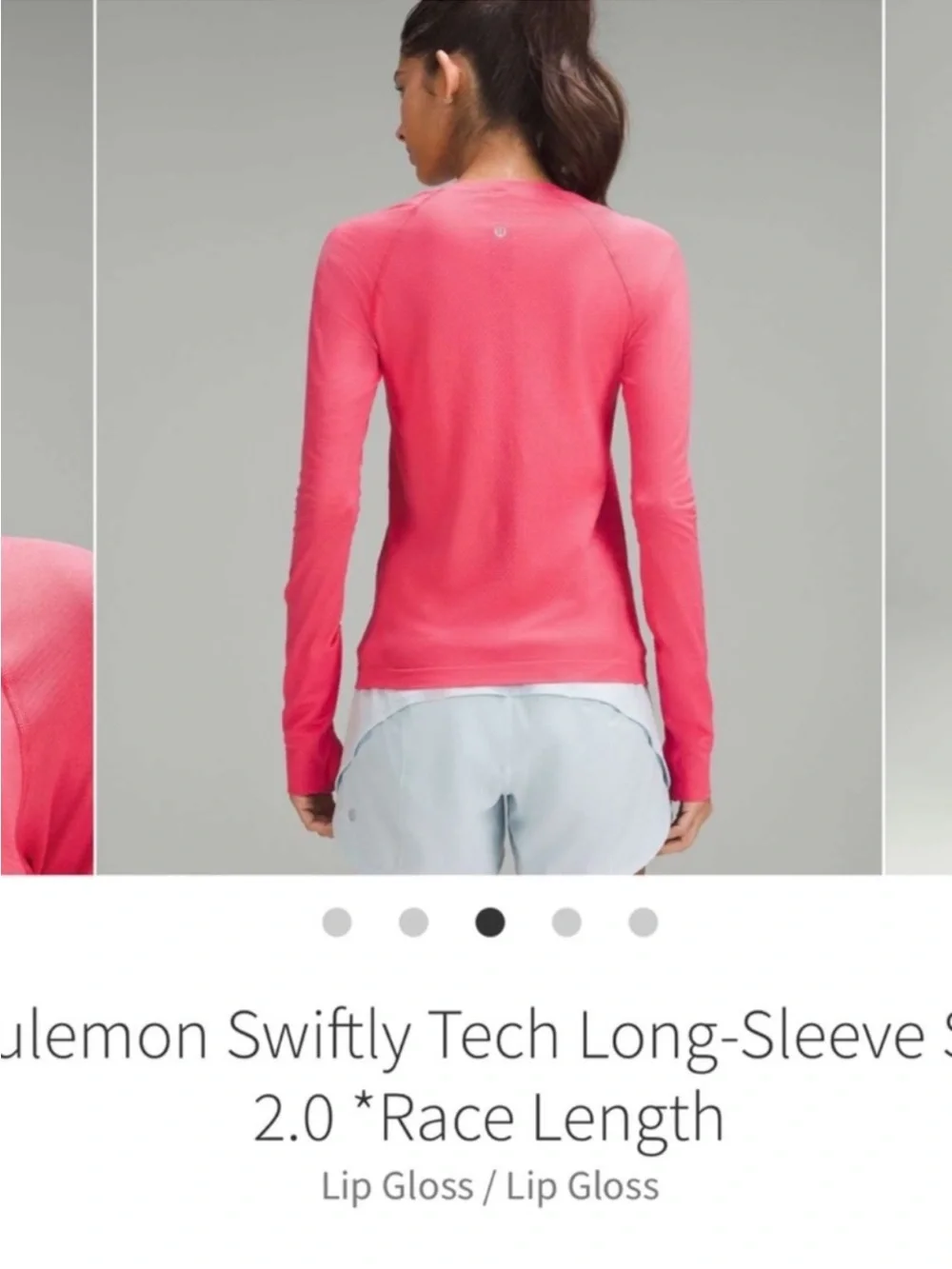 NWT Lululemon Swiftly Tech Long Sleeve Shirt 2.0 *Race Length Lip Gloss Sz 12